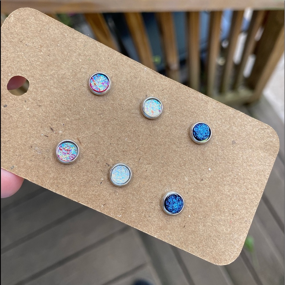 NEW Faux Druzy Stud 4th of July Earrings